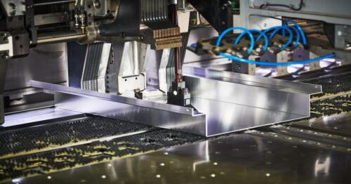 A fully automated machine forming a metal sheet into a part to be used for the creation of a product.
